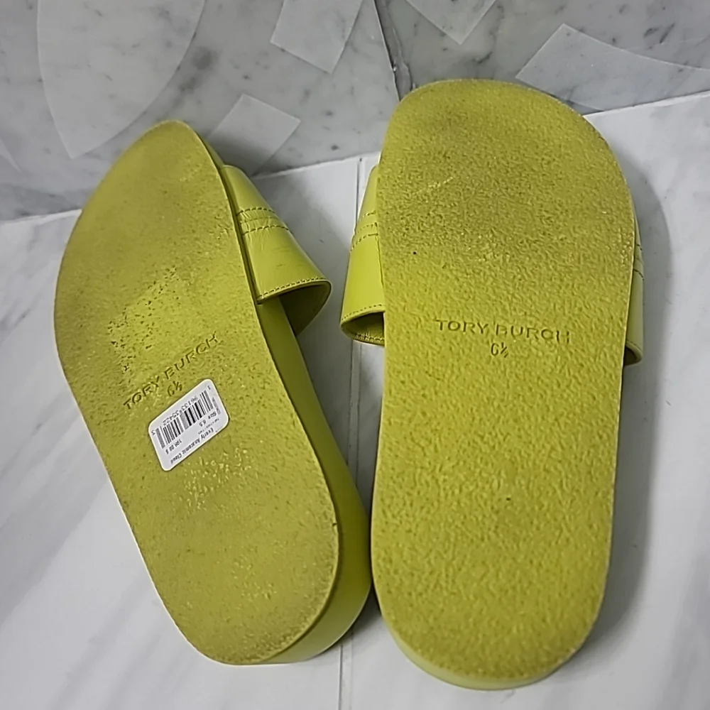 Tory Burch Everly Anatomic Cloud Leather Slide Sandals Yuzu 88336 Size 6.5